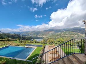 a villa with a swimming pool and a balcony at Quinta D'Joanes Douro in Resende