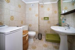 a bathroom with a toilet and a sink at Jonathan Central Apartment in Pefkochori