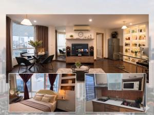 a collage of photos of a living room and a kitchen at The Greenway Sukhumvit 50 in Phra Khanong +4 photos