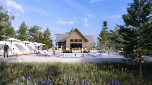 a rendering of a house with a swimming pool at Waybound Yosemite in Fish Camp