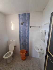 a bathroom with a toilet and a sink at Hotel Sai Neelam in Shirdi