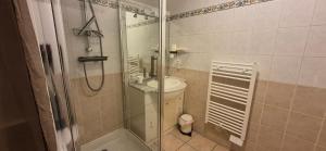 a bathroom with a shower and a toilet and a sink at APPARTEMENT T2 proche de l'océan in Capbreton +14 photos