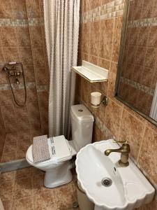 a bathroom with a sink and a toilet and a shower at Palatino in Loutra Edipsou +50 photos