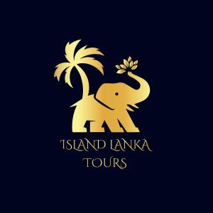 an elephant with a flower in its trunk and a palm tree at Island Lanka Tours in Negombo