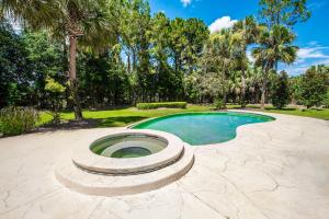 a swimming pool with a fountain in a yard at SWISS 41 - Golf Course in Clermont +19 photos