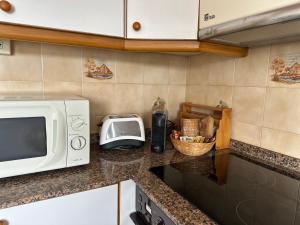 a kitchen counter with a microwave and a toaster at BOA VISTA in Combarro
