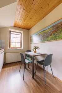a dining room with a table and chairs at Apartman Susilova Slavkov in Slavkov u Brna