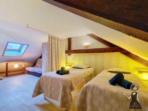 a bedroom with two beds in a attic at Le Gite Cazette in Ance +16 photos