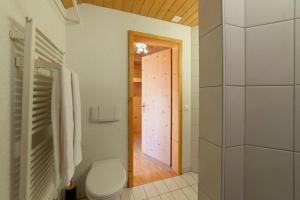 a bathroom with a toilet and a door to a room at Dachnest in Unterwasser +15 photos