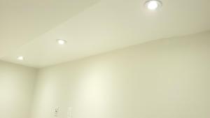 a ceiling with two lights in a room at House - Bungalow in Hamilton
