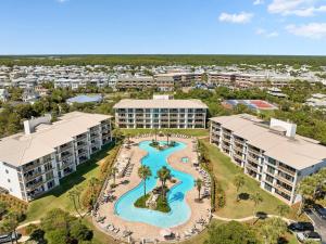 an aerial view of the pool at the resort at HP 124 Condo by 30A Escapes in Rosemary Beach