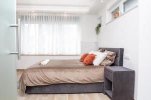 a large bed in a bedroom with a window at Alvastay - Cozy studio in Haaltert
