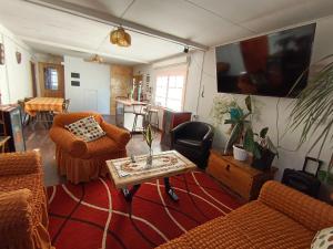 a living room with couches and a table at Kramm House Aldea 47 in Coihaique