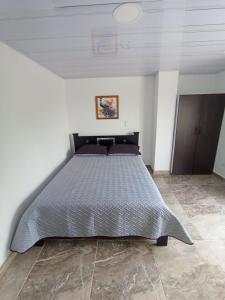 a bedroom with a large bed in a white room at Hospedaje La Tebaida in La Tebaida