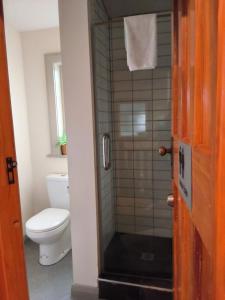 a bathroom with a toilet and a shower at North Beach Lodge in Christchurch +21 photos