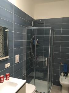 a bathroom with a shower with a toilet and a sink at Relax e tranquillità a Cala Pisana in Lampedusa +21 photos