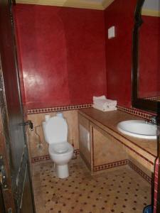 a bathroom with a toilet and a sink at Auberge Kasbah Chez Amaliya in Tafraoute