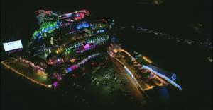 an overhead view of a building decorated with christmas lights at Cheongdo Provence Glamping in Cheongdo