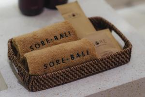 a basket with some soap in it on a counter at Sore Escape Tumbak Bayuh by Betterplace in Canggu