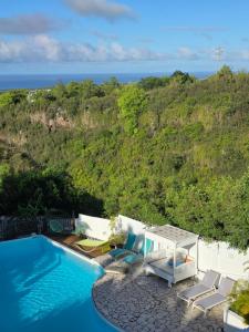 a swimming pool with a view of the ocean at Le Paille en Queue in Saint-Louis