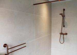 a bathroom with a shower with two hoses at B&B de Pastorie Terneuzen in Terneuzen +31 photos