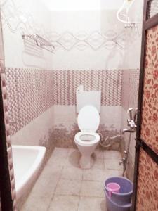 a bathroom with a toilet and a bath tub at The Royal Jag Villa in Udaipur