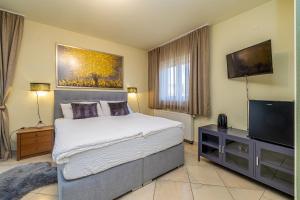 a bedroom with a bed and a flat screen tv at Bellona in Malinska