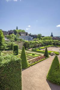 a view of a garden with bushes and trees at Le boudoir de Marie in Montluçon