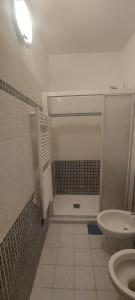 a bathroom with a shower and a toilet in it at Residence H5 in Piacenza