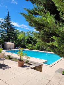 a swimming pool in the middle of a yard at Château Sainte BARBE in Loriol-du-Comtat