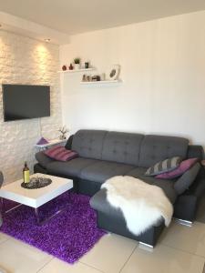 een woonkamer met een bank en een tafel bij Apartment Sanja in Senj