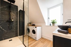 a laundry room with a washer and dryer at Les Toits d'Arras in Arras