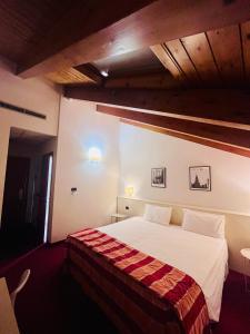 a bedroom with a large bed in a room at Hotel Gallia in Pianezza
