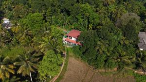 an aerial view of a house in the forest at Hill Top Villa Kandy in Ambatenna