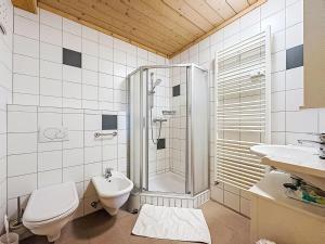 a bathroom with a shower and a toilet and a sink at Apartment Apartment 5 by Interhome in Sirnitz