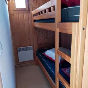a bunk bed room with a bunk bed in a cabin at Studio plein sud avec piscine in Saint-Jean-dʼArves +2 photos