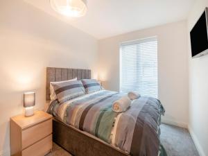 a bedroom with a bed and a tv and a window at Martin - Uk48161 in Filey