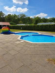 a small pool with a slide in a yard at De Huisbij in Oude Willem