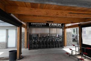 a group of bikes parked in a garage at Case di Mare Chalet Bignone in Cervione