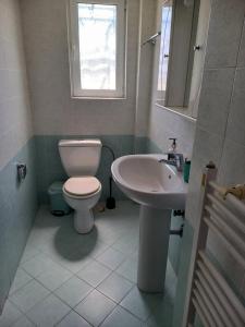 a bathroom with a toilet and a sink at Green House Schinias in Káto Soúlion +29 photos