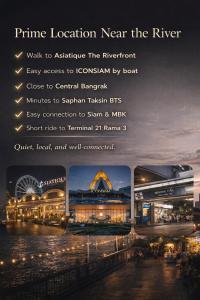a flyer for a train location near the river at night at After Hours Guesthouse Self Check-in in Bangkok