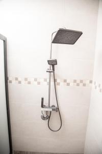 a shower with a shower head in a bathroom at LYYN Apartments in Chipata