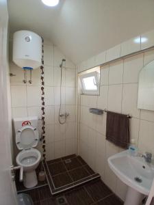a small bathroom with a toilet and a sink at Lake Breeze Aparments - Trpejca in Trpejca +19 photos