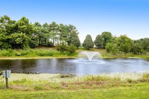 a pond with a fountain in the middle of it at Bear Trap Dunes - 56E October Glory in Ocean View