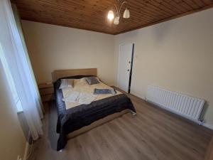 a bedroom with a bed in the corner of a room at Hanna house in Belfast