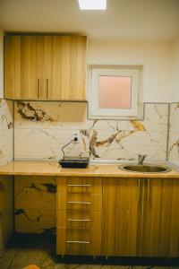 a kitchen with a sink and a counter top at Lux apartmani Savić in Aleksinac +75 photos