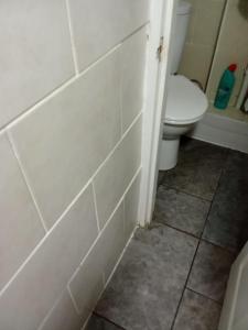 a bathroom with a toilet and a tub and a sink at Swannery Vista 1 Bedroom Apartment in Weymouth +5 photos