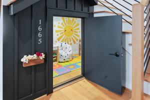 a room with a black door in a house at Luxury Trails Escape in Boone