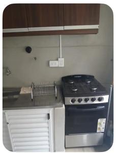 a kitchen with a stove and a counter top at Emperatriz I in Posadas