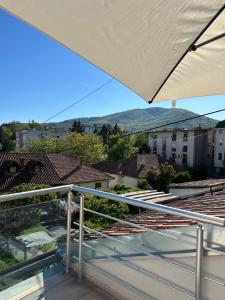 a view from the balcony of a house at Prestige in Arandelovac